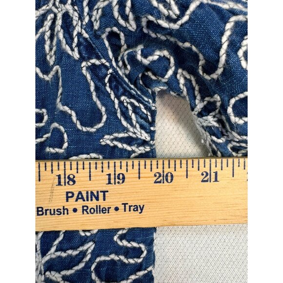 Chicos Embroidered Linen Jacket Size 1 Blue 100% Linen Floral Design - Picture 5 of 9